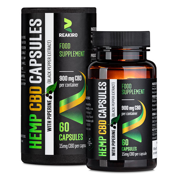 CBD Vegan Capsules with Piperine 900 mg | Reakiro CBD